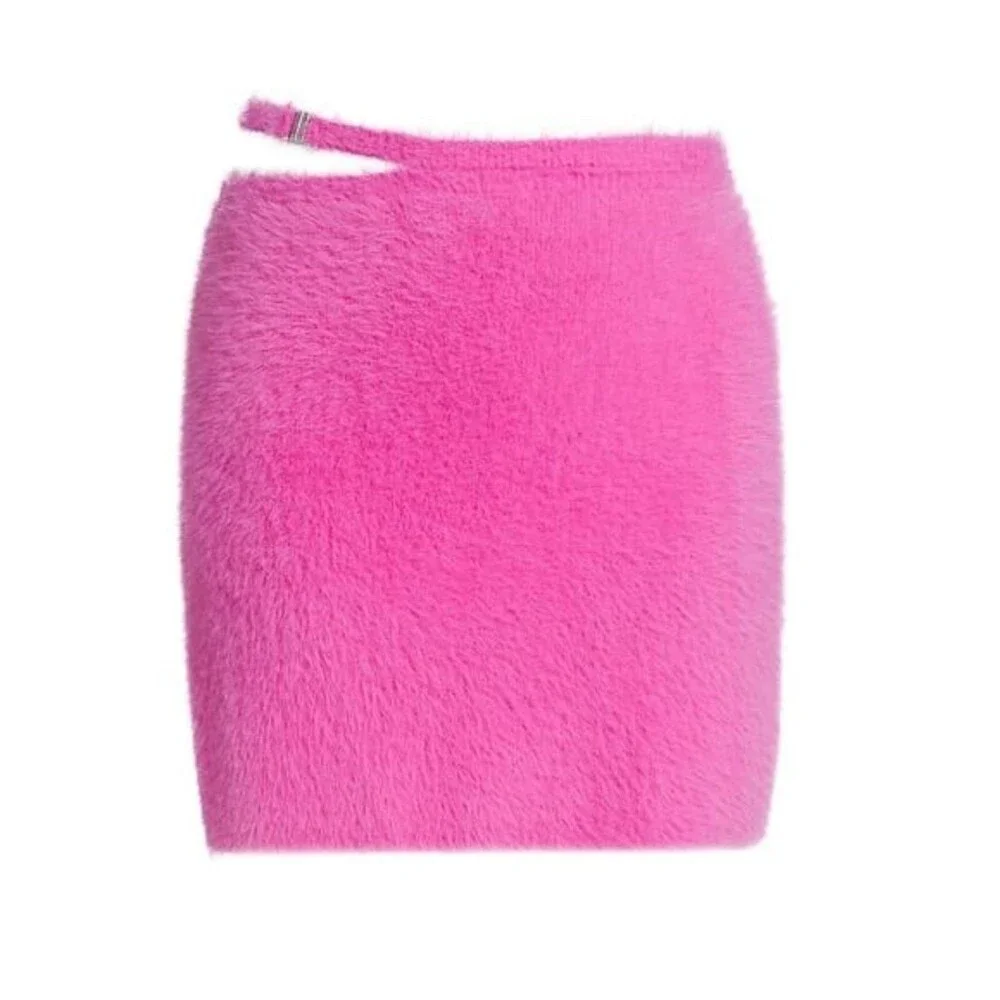 JONATHAN SIMKHAI Women's New XL Mini Skirt Hot Pink Barbie Fuzzy Soft Glam